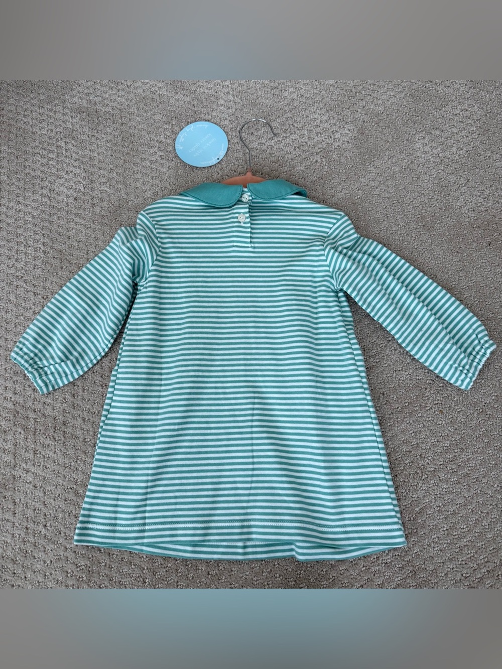 Little English Mint Green Striped Peter Pan Collar Dress - Picture 2 of 4